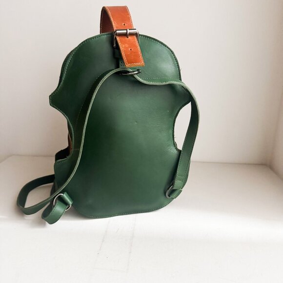 Handmade Ramsay Violin Green Brown Leather Backpack - Picture 5 of 9